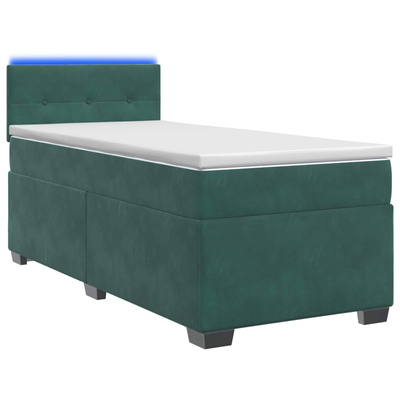 Łóżko Box Spring z materacem i LED Ciemnozielony 100 x 200 cm