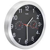 vidaXL Zegar ścienny z higrometrem i termometrem, 30 cm, czarny