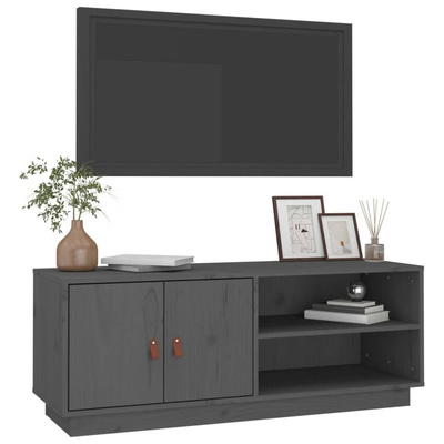 vidaXL Szafka pod TV, szara, 105x34x40 cm, lite drewno sosnowe