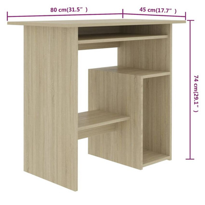 vidaXL Biurko, dąb sonoma, 80x45x74 cm, materiał drewnopochodny