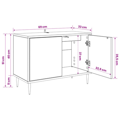 Szafka pod telewizor MAINZ 69 x 33 x 50,5 cm Czarny dąb