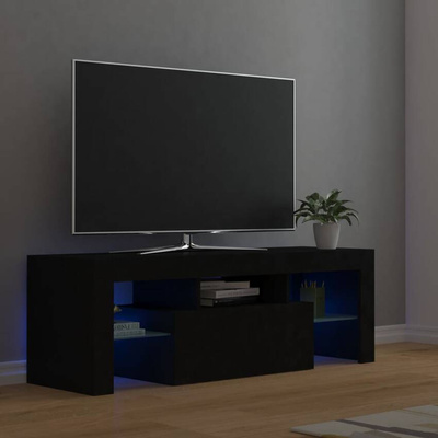 vidaXL Szafka pod TV z oświetleniem LED, czarna, 120x35x40 cm