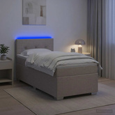 Łóżko Box Spring z materacem i LED Ciemnoszary 100 x 200 cm