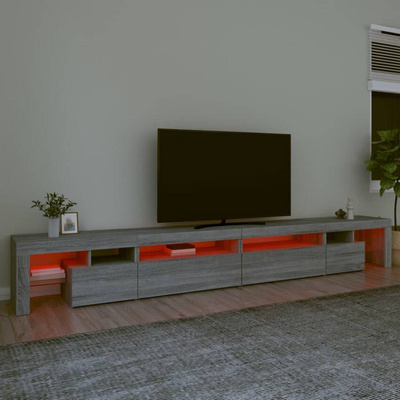 vidaXL Szafka pod TV z oświetleniem LED szary dąb sonoma 290x36,5x40cm