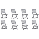 vidaXL Składane krzesła ogrodowe z poduszkami, 8 szt., drewno akacjowe