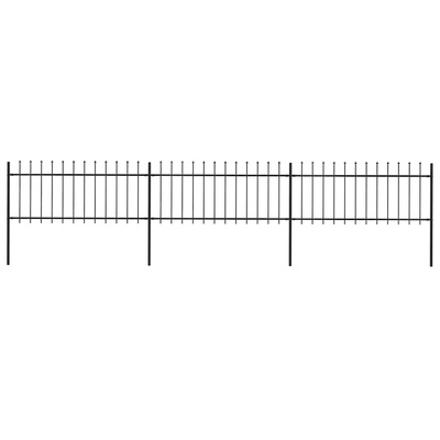 Ogrodzenie z prętów z grotami, stalowe, 5,1 x 0,8 m, czarne