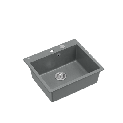 MORGAN 110 GraniteQ zlewozmywak silver stone z syfonem Push To Open stal szlachetna 1-komorowy b/o + zaczepy 4 szt