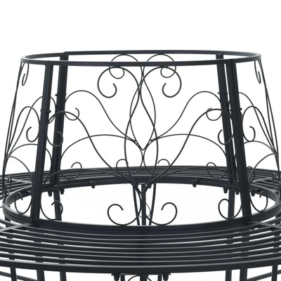 Ławka Drzewna 8 -osobowy Ø 160 x 89 cm steel Czarny Okrągły