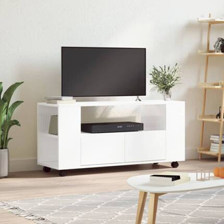 vidaXL Szafka pod TV, wysoki połysk, biała, 102x34,5x43 cm