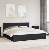 Ramka łóżka z szufladą Czarny 200 x 200 cm Drewno inżynieryjne