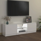 vidaXL Szafka pod TV z oświetleniem LED, biała, połysk, 120x30x35,5 cm