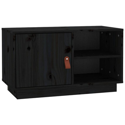 vidaXL Szafka pod TV, czarna, 70x34x40 cm, lite drewno sosnowe