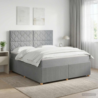 Łóżko z box spring LED z materacem jasnoszary 160 x 200 cm