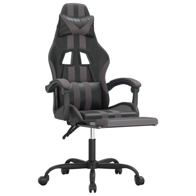 vidaXL Obrotowy fotel gamingowy z podnóżkiem, czarno-szary model standard