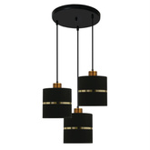 Lampa wisząca z abażurami Assam czarna ze złotym potrójna nowoczesna