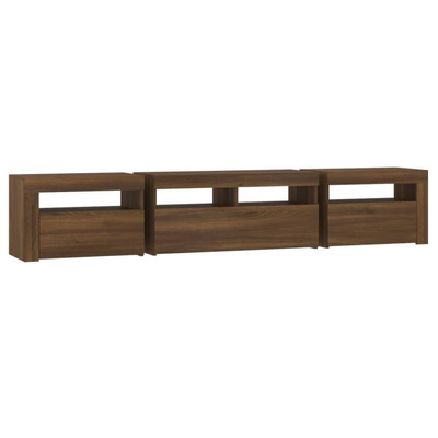 vidaXL Szafka pod TV z oświetleniem LED, brązowy dąb, 210x35x40 cm