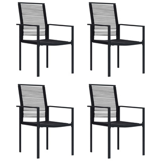 vidaXL Krzesła ogrodowe, 4 szt., rattan PVC, czarne
