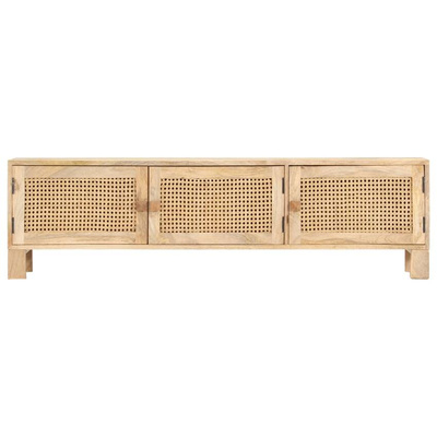 vidaXL Szafka pod TV, 140x30x40 cm, drewno mango i naturalna trzcina
