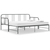 Sofa z wysuwaną ramą łóżka, szara, metalowa, 90x200 cm wariant 4