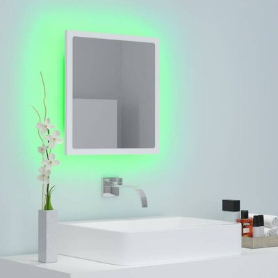vidaXL Lustro łazienkowe LED, białe, 40x8,5x37 cm, akryl