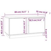 Szafka pod telewizor, szara, 80x35x40,5 cm, lite drewno sosnowe
