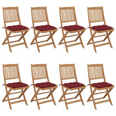 vidaXL Składane krzesła ogrodowe z poduszkami, 8 szt., drewno akacjowe wariant 43