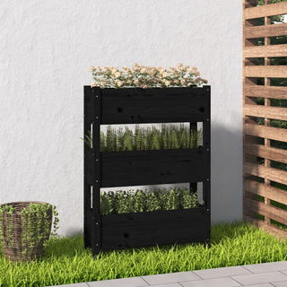vidaXL Donica, czarna, 77x25x104,5 cm, lite drewno sosnowe