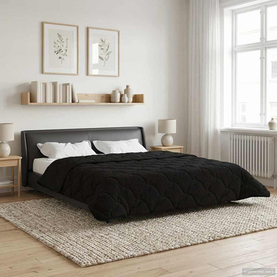 Zimowa Kołdra Czarny 220 x 240 cm Mikrofibra i Fleece Teddy