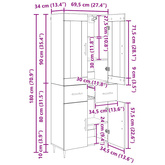 Highboard 2 szt. Dąb rzemieślniczy 69,5 x 34 x 180 cm