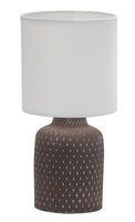 Lampka nocna Iner brązowa ceramiczna z abażurem klasyczna