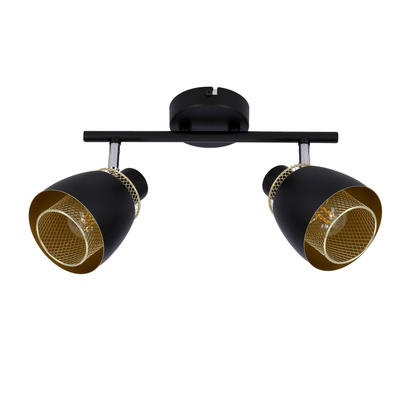 Aleksandria lampa sufitowa listwa 2x40w klosz czarny+złoty