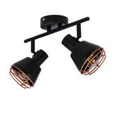 Lampa ścienna/sufitowa czarna klosz miedziany 2xE14 40W Neria 92-81780