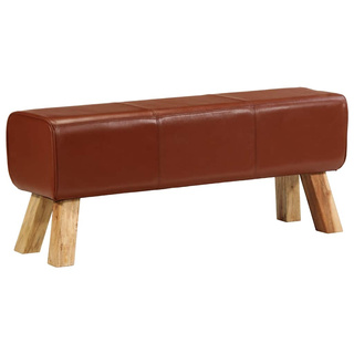 Kozioł gimnastyczny, brązowy, 110 cm, skóra i lite drewno mango