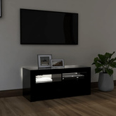 Szafka pod TV z oświetleniem LED, czarna, 90x35x40 cm