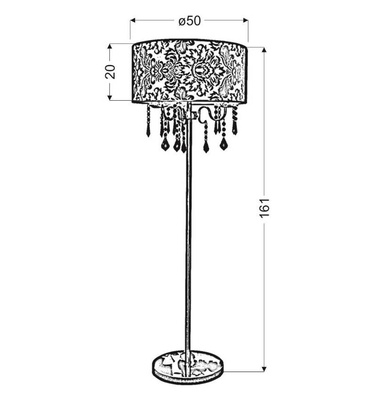 Lampa podłogowa chromowa / czarna z kryształkami Sottile Candellux 53-73945