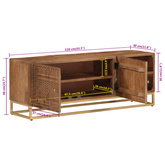 vidaXL Szafka pod TV, 110x30x40 cm, lite drewno mango i żelazo