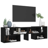 vidaXL Szafka pod TV, czarna, 149x30x52 cm, materiał drewnopochodny