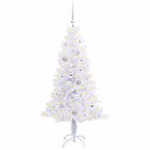 Sztuczna choinka z 150 diodami LED Biały 150 cm PVC i Stal