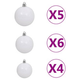 vidaXL Sztuczna choinka na zawiasach, 150 lampek LED i bombki, 150 cm wariant 4