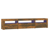 vidaXL Szafka pod TV z oświetleniem LED, przydymiony dąb, 195x35x40 cm
