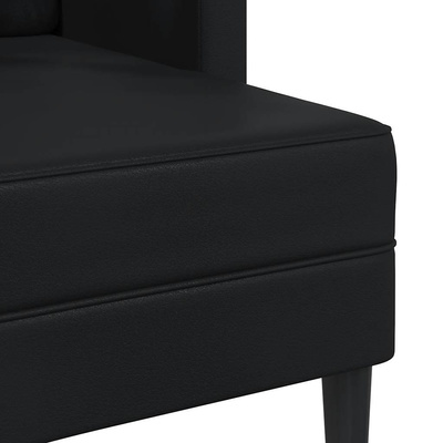Sofa 2-osobowa z szezlongiem w kształcie litery L, czarna, 125 cm, skóra ekologiczna