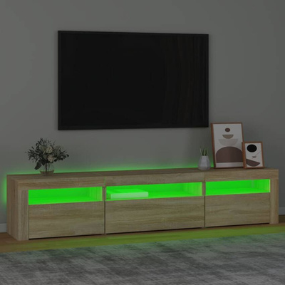 vidaXL Szafka pod TV z oświetleniem LED, dąb sonoma, 195x35x40 cm