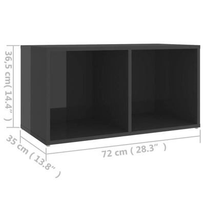 vidaXL Szafka pod TV, wysoki połysk, szara, 72x35x36,5 cm
