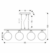 SOMUL lampa wisząca 4x20W G9 chrom klosze szklane 12 cm grafitowe nowoczesna elegancka oprawa oświetleniowa salon jadalnia kuchnia glamour