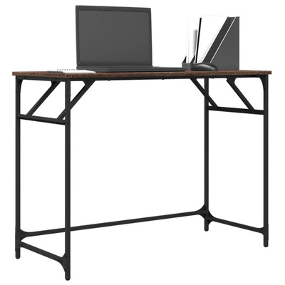 vidaXL Biurko, brązowy dąb, 100x45x76cm, materiał drewnopochodny, stal