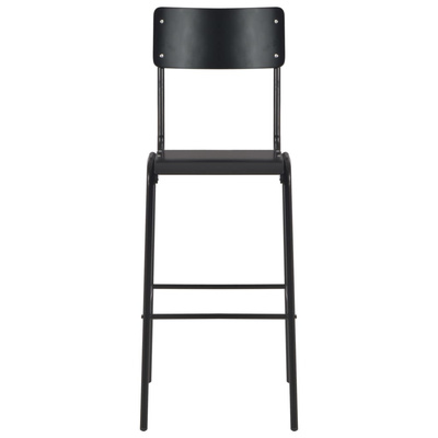 Krzesła barowe, 2 szt., czarne, sklejka i stal