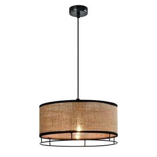 Lampa wisząca z abażurem Ardi tkaninowy abażur żółty E27 do salonu