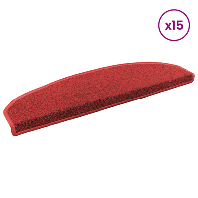 Samoprzylepne maty na schody 15 pcs czerwony 80 x 24,5 x 3,5 cm