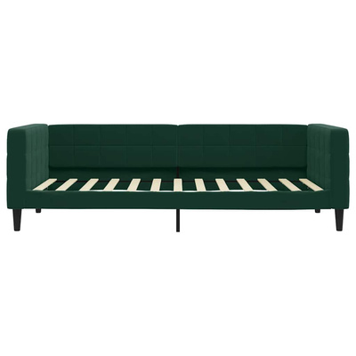 Sofa z funkcją spania, ciemnozielona, 90x200 cm, aksamitna