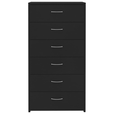 Komoda z 6 szufladami, czarna, 50x34x96 cm